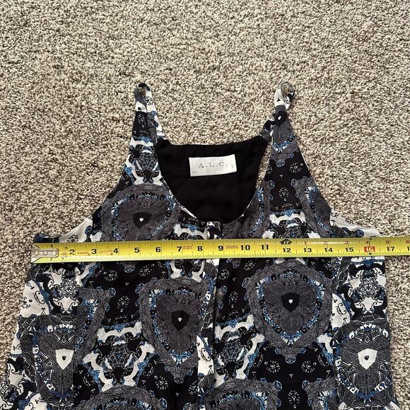 A.L.C. black, white & blue silk button front tank top size S - Picture 11 of 12